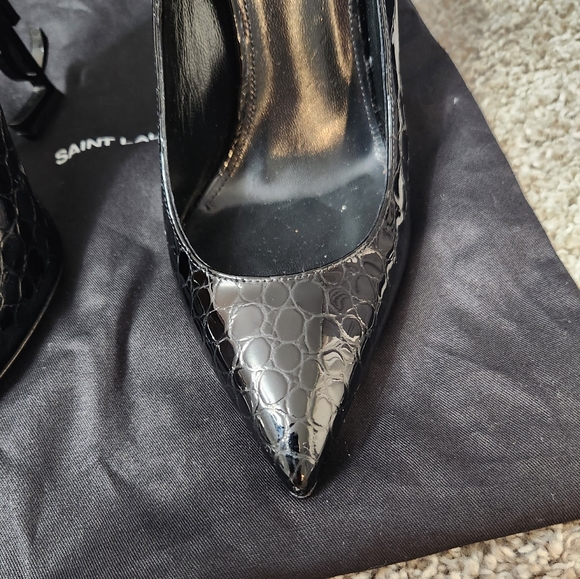 Yves Saint Laurent Crocodile Logo Black Heels 36 - Picture 6 of 16